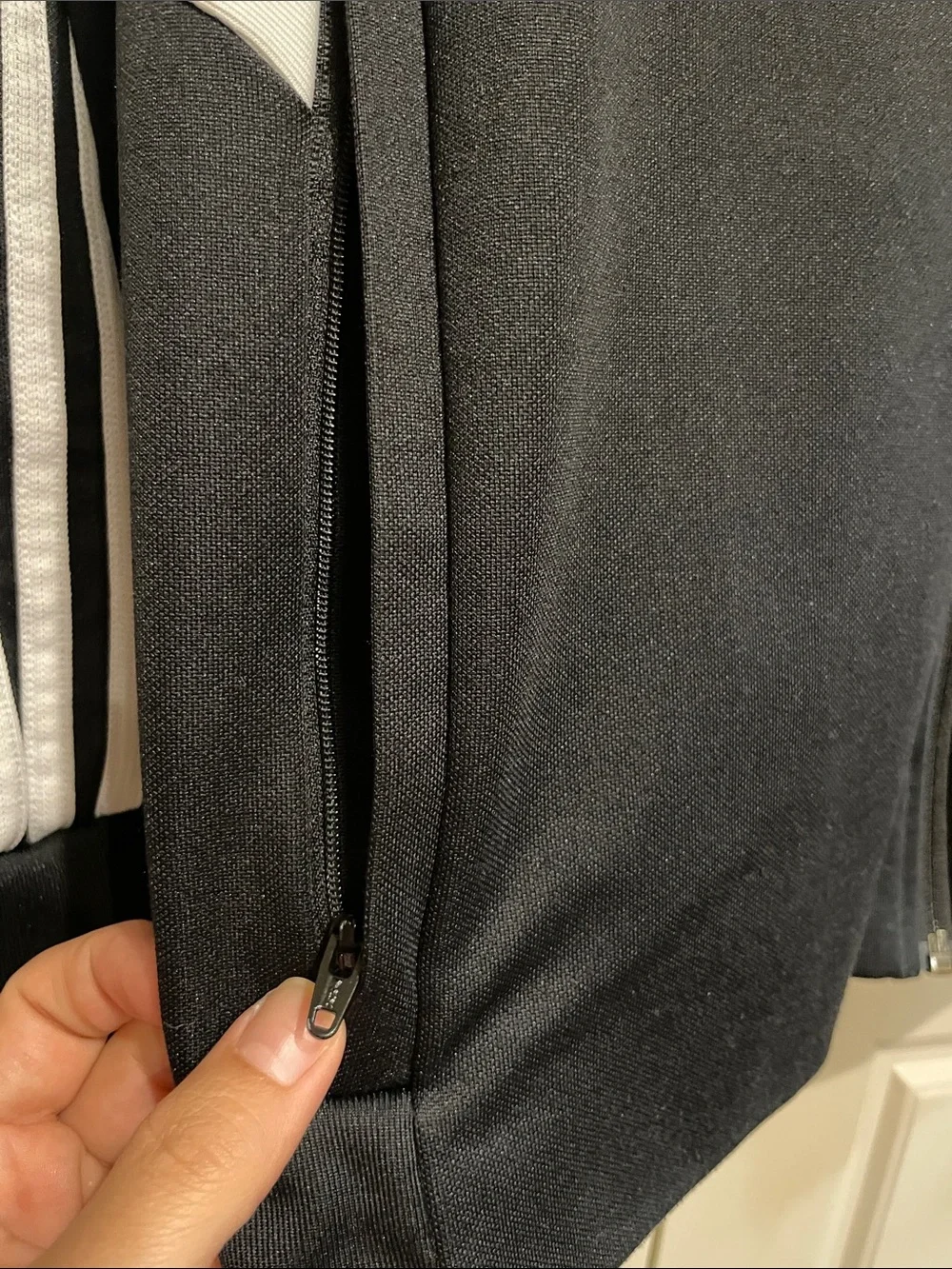 adidas Black Track Jacket with White Stripe Accents